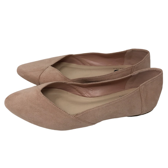 No Parking Women's Taylan Ballet Flats 8 Suede Leatherette Pointy Toe Slip On - Picture 2 of 5